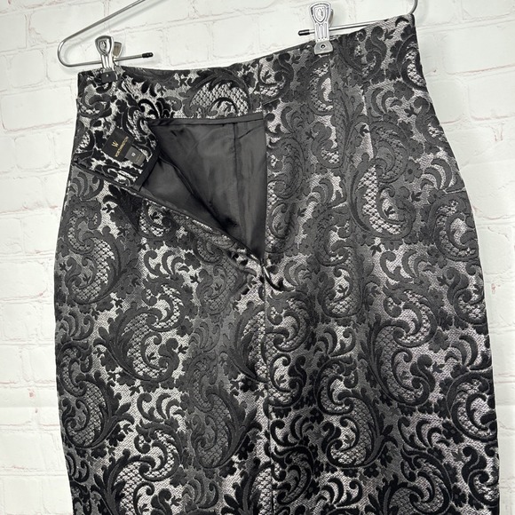 Worthington Skirt Size 10 Black Gray Jacquard‎ Pencil Skirt Stretch Waist NWT - Picture 5 of 6